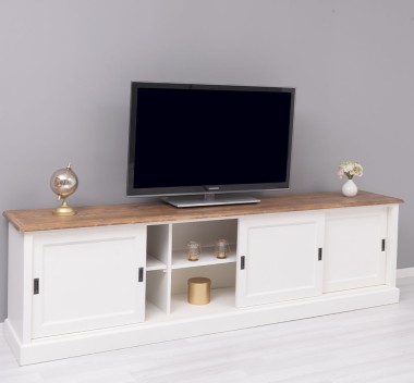 Comoda TV mare cu usi glisante, BAS - Culoare Top_P001 - Culoare Corp_P039A - DUBLU COLOR de la Rustic Butique OUTPS609BAS - Culoare Top_P001 - Culoare Corp_P039A - DUBLU COLOR