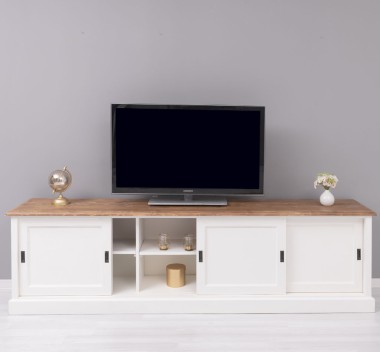 Comoda TV mare cu usi glisante, BAS - Culoare Top_P001 - Culoare Corp_P039A - DUBLU COLOR de la Rustic Butique OUTPS609BAS - Culoare Top_P001 - Culoare Corp_P039A - DUBLU COLOR