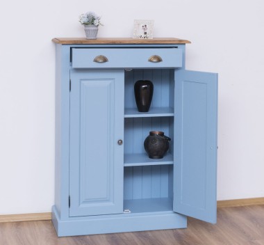 Dulap cu 2 usi si 1 sertar, blat stejar de la Rustic Butique PS422 - Culoare Top_P089 - Culoare Corp_P053 - DUBLU COLOR