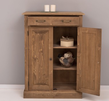 Dulap cu 2 usi si 1 sertar, blat stejar de la Rustic Butique PS422 - Culoare_P001 - CERUIT