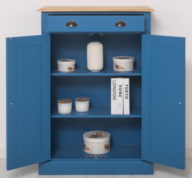 Dulap cu 2 usi si 1 sertar, blat stejar de la Rustic Butique PS422 - Culoare Top_P061 - Culoare Corp_P045 - DUBLU COLOR