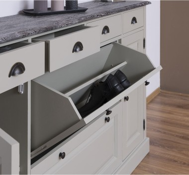 Comoda hol cu 2+2 usi, 4 sertare, blat stejar de la Rustic Butique PS472 - Culoare Top_P065 - Culoare Corp_P076 - DUBLU COLOR