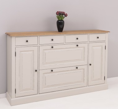 Comoda hol cu 2+2 usi, 4 sertare, blat stejar de la Rustic Butique PS472 - Culoare Top_P089 - Culoare Corp_P028++P024A - TRIPLU COLOR