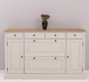 Comoda hol cu 2+2 usi, 4 sertare, blat stejar de la Rustic Butique PS472 - Culoare Top_P089 - Culoare Corp_P028++P024A - TRIPLU COLOR