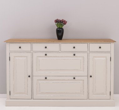 Comoda hol cu 2+2 usi, 4 sertare, blat stejar de la Rustic Butique PS472 - Culoare Top_P089 - Culoare Corp_P028++P024A - TRIPLU COLOR