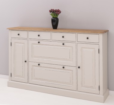 Comoda hol cu 2+2 usi, 4 sertare, blat stejar de la Rustic Butique PS472 - Culoare Top_P089 - Culoare Corp_P028++P024A - TRIPLU COLOR