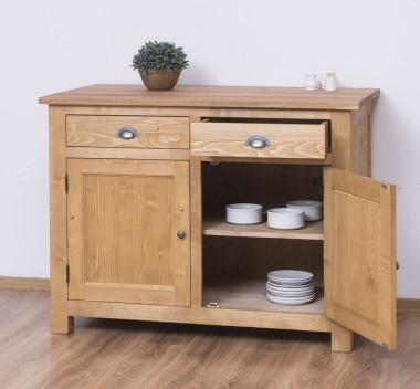 Dulap bucatarie cu 2 usi, 2 sertare, blat stejar de la Rustic Butique PS373 - Culoare Top_P089 - Culoare Corp_P002 - DUBLU COLOR