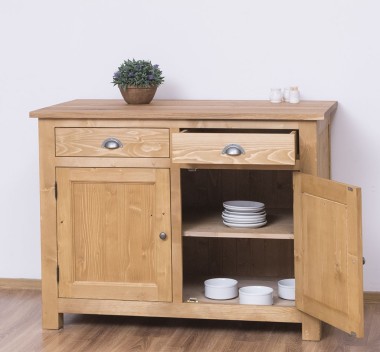 Dulap bucatarie cu 2 usi, 2 sertare, blat stejar de la Rustic Butique PS373 - Culoare Top_P089 - Culoare Corp_P002 - DUBLU COLOR
