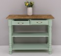 Consola de perete cu picioare strunjite, doua rafturi si doua sertare de la Rustic Butique PS708 - Culoare Top_P064 - Culoare Corp_P092 - DUBLU COLOR