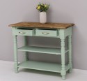 Consola de perete cu picioare strunjite, doua rafturi si doua sertare de la Rustic Butique PS708 - Culoare Top_P064 - Culoare Corp_P092 - DUBLU COLOR