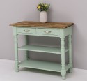 Consola de perete cu picioare strunjite, doua rafturi si doua sertare de la Rustic Butique PS708 - Culoare Top_P064 - Culoare Corp_P092 - DUBLU COLOR