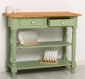 Consola de perete cu picioare strunjite, doua rafturi si doua sertare de la Rustic Butique PS708 - Culoare Top_P002 - Culoare Corp_P054 - DUBLU COLOR