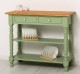 Consola de perete cu picioare strunjite, doua rafturi si doua sertare de la Rustic Butique PS708 - Culoare Top_P002 - Culoare Corp_P054 - DUBLU COLOR