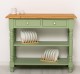 Consola de perete cu picioare strunjite, doua rafturi si doua sertare de la Rustic Butique PS708 - Culoare Top_P002 - Culoare Corp_P054 - DUBLU COLOR