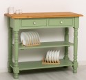 Consola de perete cu picioare strunjite, doua rafturi si doua sertare de la Rustic Butique PS708 - Culoare Top_P002 - Culoare Corp_P054 - DUBLU COLOR