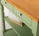 Consola de perete cu picioare strunjite, doua rafturi si doua sertare de la Rustic Butique PS708 - Culoare Top_P002 - Culoare Corp_P054 - DUBLU COLOR