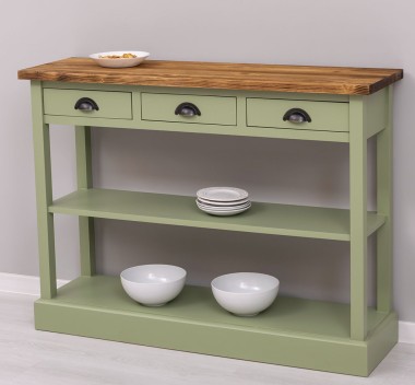 Consola cu 3 sertare si 1 polita de la Rustic Butique PS513 - Culoare Top_P064 - Culoare Corp_P054 - DUBLU COLOR