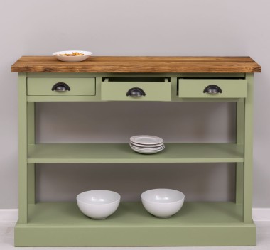 Consola cu 3 sertare si 1 polita de la Rustic Butique PS513 - Culoare Top_P064 - Culoare Corp_P054 - DUBLU COLOR