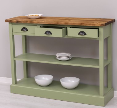 Consola cu 3 sertare si 1 polita de la Rustic Butique PS513 - Culoare Top_P064 - Culoare Corp_P054 - DUBLU COLOR