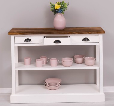 Consola cu 3 sertare si 1 polita de la Rustic Butique PS513 - Culoare Top_P064 - Culoare Corp_P030++P039A - TRIPLU COLOR