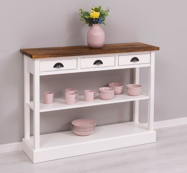 Consola cu 3 sertare si 1 polita de la Rustic Butique PS513 - Culoare Top_P064 - Culoare Corp_P030++P039A - TRIPLU COLOR