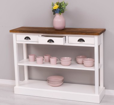 Consola cu 3 sertare si 1 polita de la Rustic Butique PS513 - Culoare Top_P064 - Culoare Corp_P030++P039A - TRIPLU COLOR