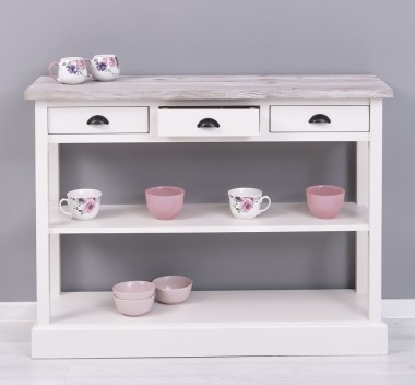 Consola cu 3 sertare si 1 polita de la Rustic Butique PS513 - Culoare Top_P067 - Culoare Corp_P015 - DUBLU COLOR