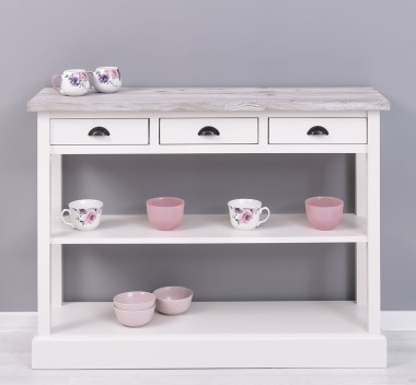 Consola cu 3 sertare si 1 polita de la Rustic Butique PS513 - Culoare Top_P067 - Culoare Corp_P015 - DUBLU COLOR