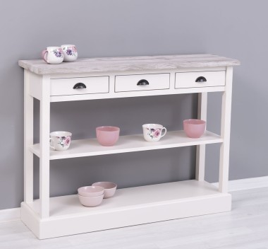 Consola cu 3 sertare si 1 polita de la Rustic Butique PS513 - Culoare Top_P067 - Culoare Corp_P015 - DUBLU COLOR