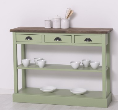 Consola cu 3 sertare si 1 polita de la Rustic Butique PS513 - Culoare Top_P066 - Culoare Corp_P054 - DUBLU COLOR