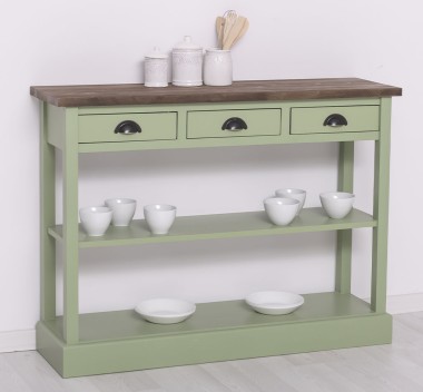 Consola cu 3 sertare si 1 polita de la Rustic Butique PS513 - Culoare Top_P066 - Culoare Corp_P054 - DUBLU COLOR
