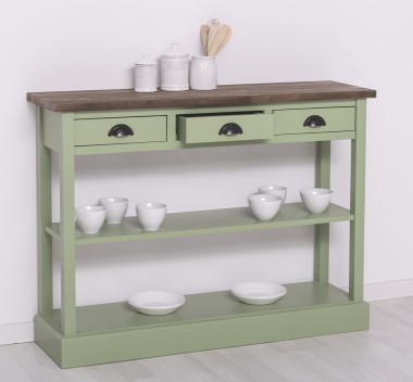 Consola cu 3 sertare si 1 polita de la Rustic Butique PS513 - Culoare Top_P066 - Culoare Corp_P054 - DUBLU COLOR