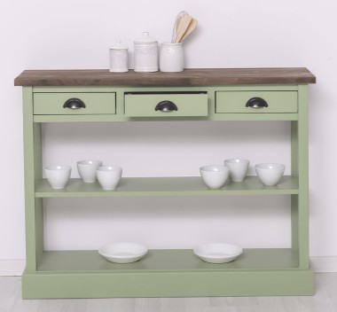 Consola cu 3 sertare si 1 polita de la Rustic Butique PS513 - Culoare Top_P066 - Culoare Corp_P054 - DUBLU COLOR