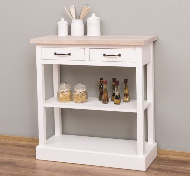 Consola cu 2 sertare, 1 polita, blat stejar de la Rustic Butique PS514 - Culoare Top_P035 - Culoare Corp_P039 - DUBLU COLOR