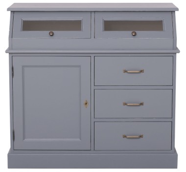 Bufet cu 1 usa, 3 sertare, 2 compartiemente cu usa sticla, BAS de la Rustic Butique PS271BAS - Culoare_P042A - VOPSIT ANTICHIZAT