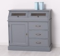 Bufet cu 1 usa, 3 sertare, 2 compartiemente cu usa sticla, BAS de la Rustic Butique PS271BAS - Culoare Ext._P042 / Culoare Int._P015 - DUBLU COLOR