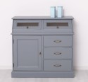 Bufet cu 1 usa, 3 sertare, 2 compartiemente cu usa sticla, BAS de la Rustic Butique PS271BAS - Culoare Ext._P042 / Culoare Int._P015 - DUBLU COLOR