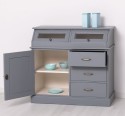 Bufet cu 1 usa, 3 sertare, 2 compartiemente cu usa sticla, BAS de la Rustic Butique PS271BAS - Culoare Ext._P042 / Culoare Int._P015 - DUBLU COLOR