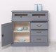 Bufet cu 1 usa, 3 sertare, 2 compartiemente cu usa sticla, BAS de la Rustic Butique PS271BAS - Culoare Ext._P042 / Culoare Int._P015 - DUBLU COLOR