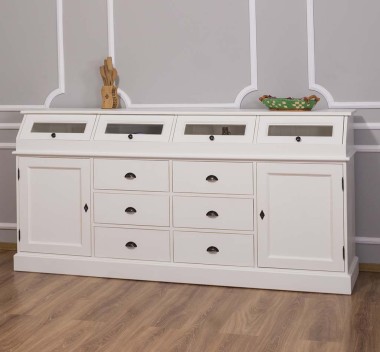 Bufet mare cu 2 usi, 6 sertare, 4 compartimente cu usa sticla, BAS de la Rustic Butique PS25BAS - Culoare_P039A - VOPSIT ANTICHIZAT