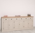 Bufet cu 6 usi si 6 sertare, blat stejar, BAS de la Rustic Butique PS179BAS - Culoare Top_P0 - Culoare Corp_P024A - VOPSIT ANTICHIZAT