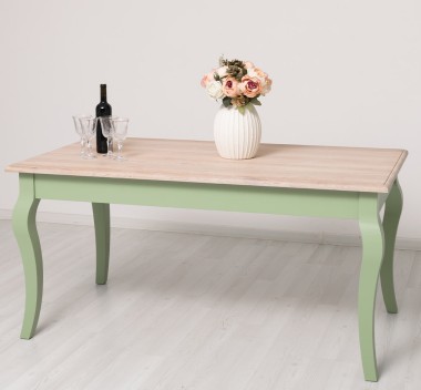Masa dining cu picioare curbate 180x90x78cm, blat stejar de la Rustic Butique PS383 - Culoare Top_P035 - Culoare Corp_P054 - DUBLU COLOR