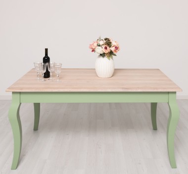 Masa dining cu picioare curbate 160x90x78cm, blat stejar de la Rustic Butique PS383 - Culoare Top_P035 - Culoare Corp_P054 - DUBLU COLOR