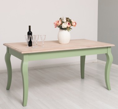 Masa dining cu picioare curbate 160x90x78cm, blat stejar de la Rustic Butique PS383 - Culoare Top_P035 - Culoare Corp_P054 - DUBLU COLOR