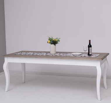 Masa dining cu picioare curbate 210x90x78cm de la Rustic Butique PS383 - Culoare Top_P037 - Culoare Corp_P030++P004A - TRIPLU COLOR
