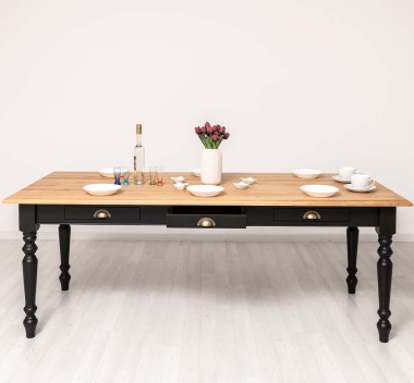 Masa dining 160x90cm, blat stejar de la Rustic Butique PS45-210 - Culoare Top_P061 - Culoare Corp_P003 - DUBLU COLOR