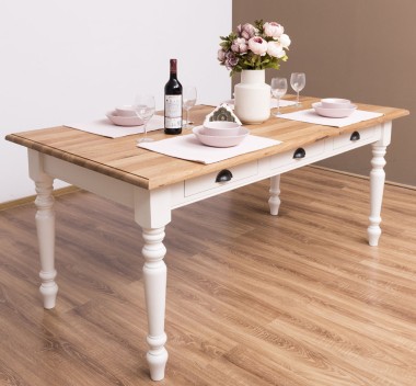 Masa dining 180x90cm, blat stejar de la Rustic Butique PS45 - Culoare Top_P089 - Culoare Corp_P015 - DUBLU COLOR