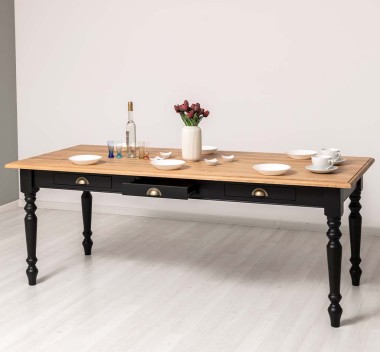 Masa dining 180x90cm, blat stejar de la Rustic Butique PS45-210 - Culoare Top_P061 - Culoare Corp_P003 - DUBLU COLOR