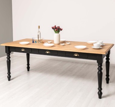 Masa dining 180x90cm, blat stejar de la Rustic Butique PS45-210 - Culoare Top_P061 - Culoare Corp_P003 - DUBLU COLOR