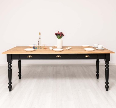 Masa dining 180x90cm, blat stejar de la Rustic Butique PS45-210 - Culoare Top_P061 - Culoare Corp_P003 - DUBLU COLOR